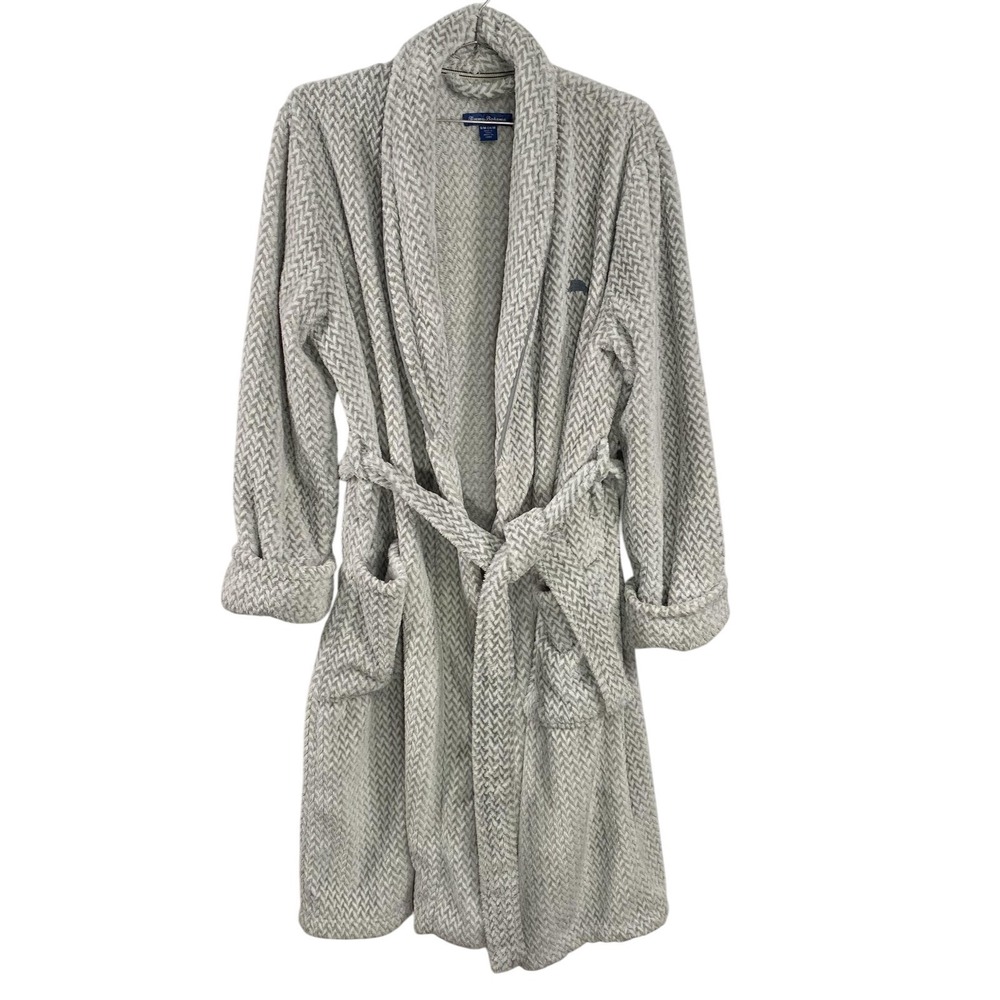 Tommy Bahama Robe Mens Small Medium Plush Fleece‎ Belted Bathrobe Pockets